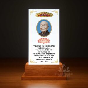 Bài vị pha lê in màu 12x25cm trơn