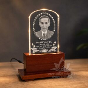 Ảnh thờ pha lê khắc laser 10x15cm bo đầu