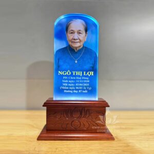 Ảnh thờ pha lê in màu 10x20cm đế chạm sen