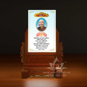 Ảnh thờ pha lê in màu 18x25 đế hoa văn 02