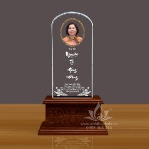 Bài vị pha lê in màu k nền 10x20cm