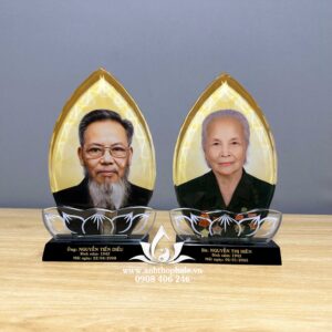 Ảnh thờ pha lê in màu lá bồ đề 15x21cm